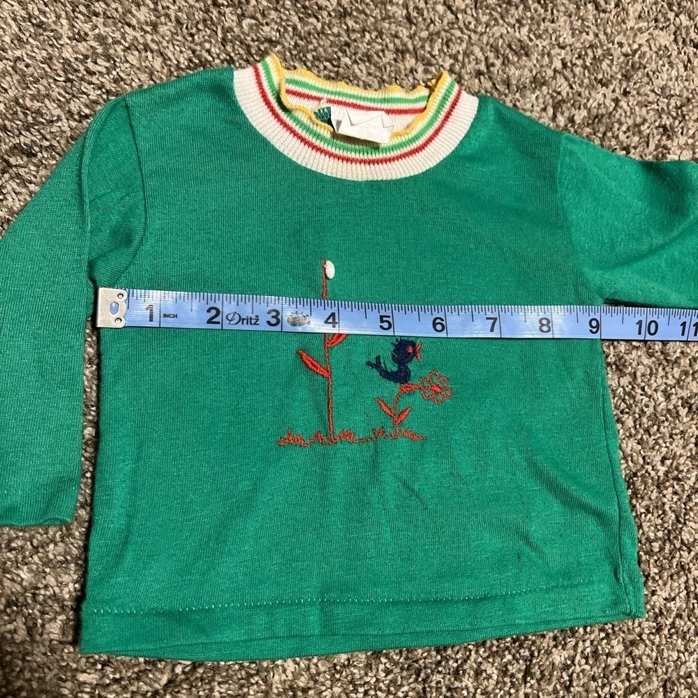 Vtg Green long sleeve embroidered shirt 12M - Picture 5 of 5